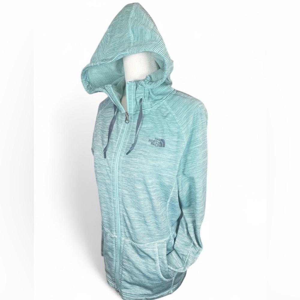 The North Face Women's Teal Striped Hooded Jacket size Medium